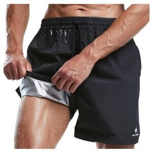 Mens Sauna Shorts Sweat Sauna Pants Gym Exercise Sweat Sauna Suit Workout Sz XL